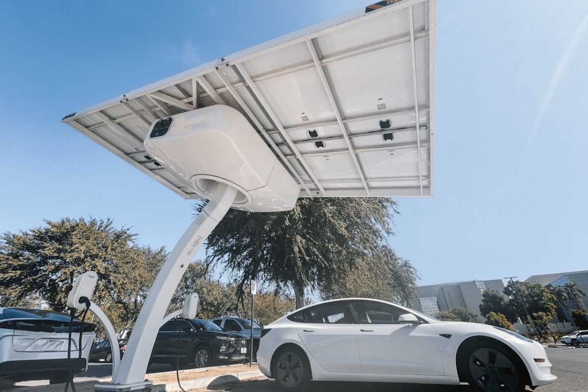 A parked car recharging.